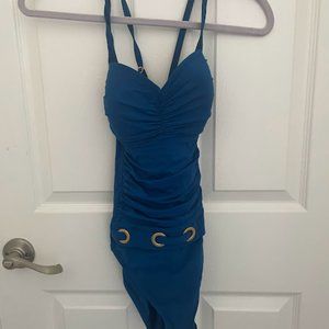 BUNDLE 3/$50 or 5/$100- Blue Gold one piece Swimsuit